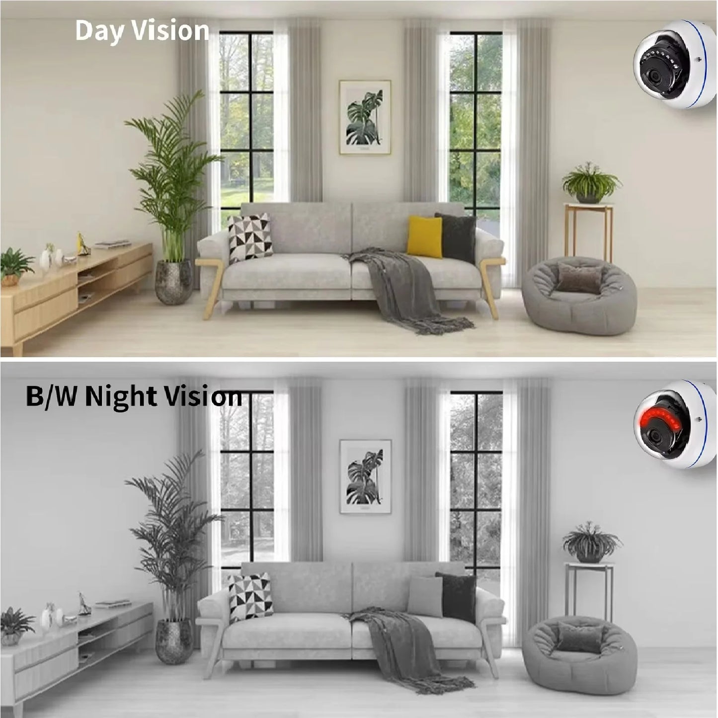 AZISHN 150 Degree Fisheye Lens Outdoor Security Camera 5MP AHD Vision Surveillance IR Night Vision CCTV 1.7mm BNC Camera Dome