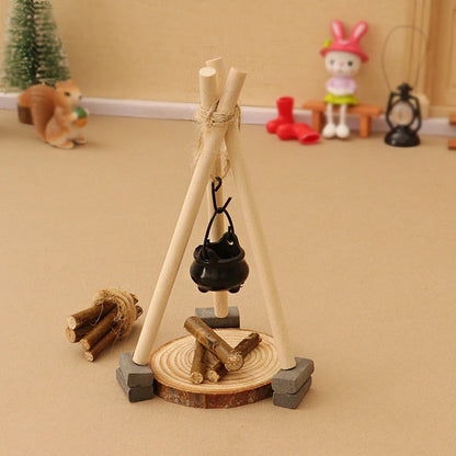 1 Set Micro Garden Landscape Decoration 1:12 Dollhouse Camping Campfire Scene Model Miniature Bonfire Ornament DIY Accessories