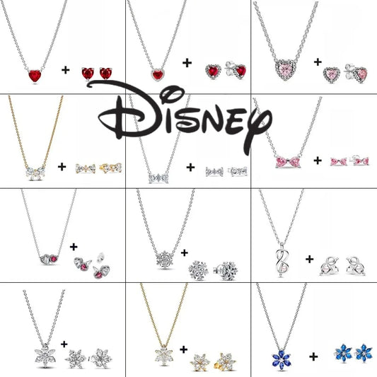 2025 S925 Silver Valentine's Day Red Heart Charm Earring Snowflake Earrings Bow Heart Necklace DIY for Women Fine Jewelry Gift