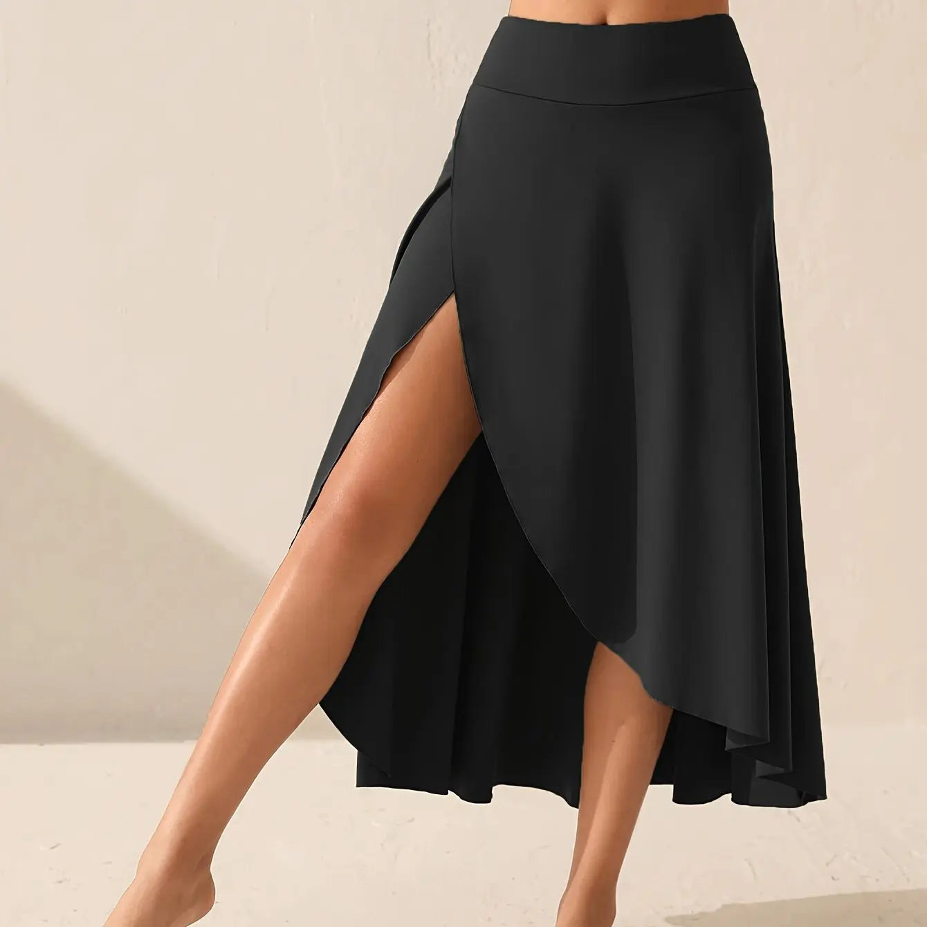 European and American women's dress with irregular temperament, elegant and fashionable solid color skirt