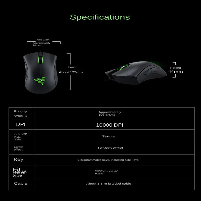 Razer Mouse Purgatory Viper Standard Edition 6400DPI Wired Gaming Mouse Brand Merchandise Birthday Graduation Gift Wholesale