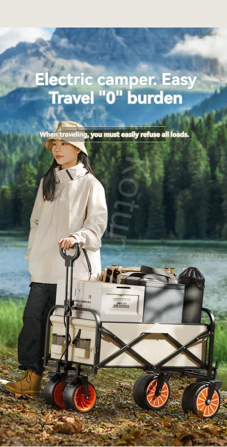 Electric Camp Car, Outdoor Camping Caring, Portable Campes Cares  Picnic Car Can Carry People, Foldable Handcart