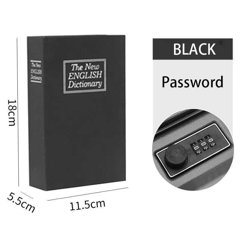 Book Safe Box Home Dictionary Metal Safe Box Secret Stash Box Metal Secret Hidden Dictionary with Password Lock Key Lock Box