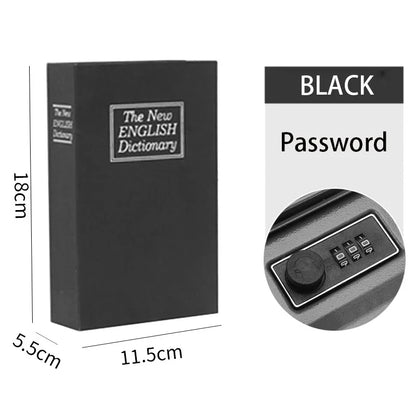 Book Safe Box Home Dictionary Metal Safe Box Secret Stash Box Metal Secret Hidden Dictionary with Password Lock Key Lock Box