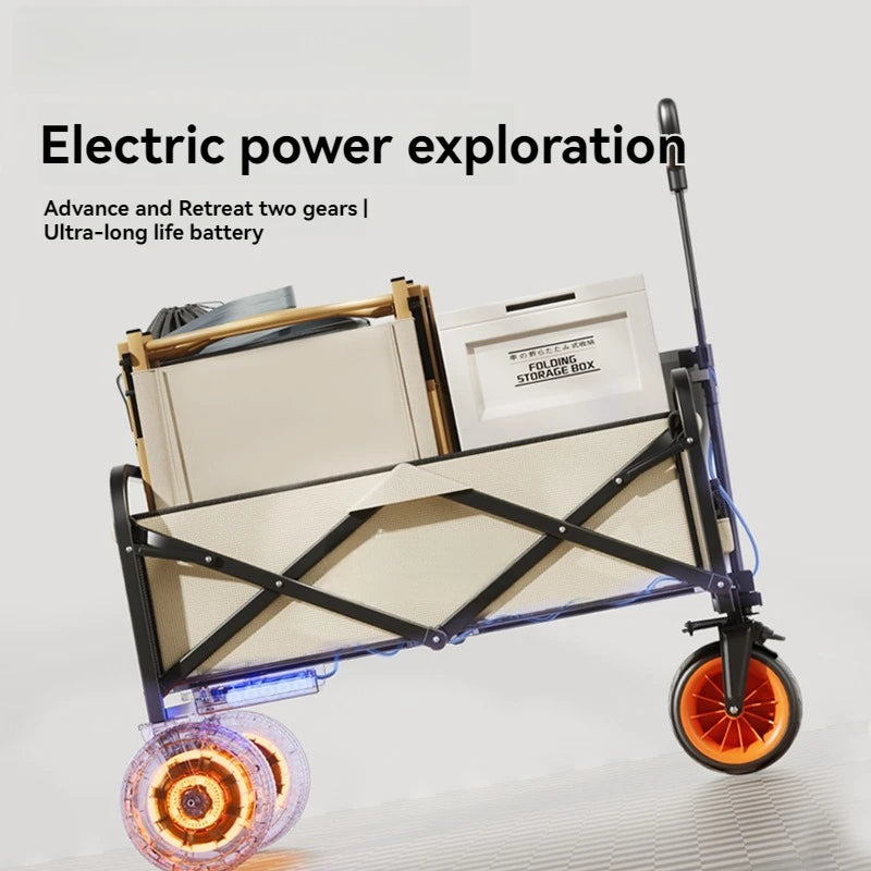 Electric Camp Car, Outdoor Camping Caring, Portable Campes Cares  Picnic Car Can Carry People, Foldable Handcart