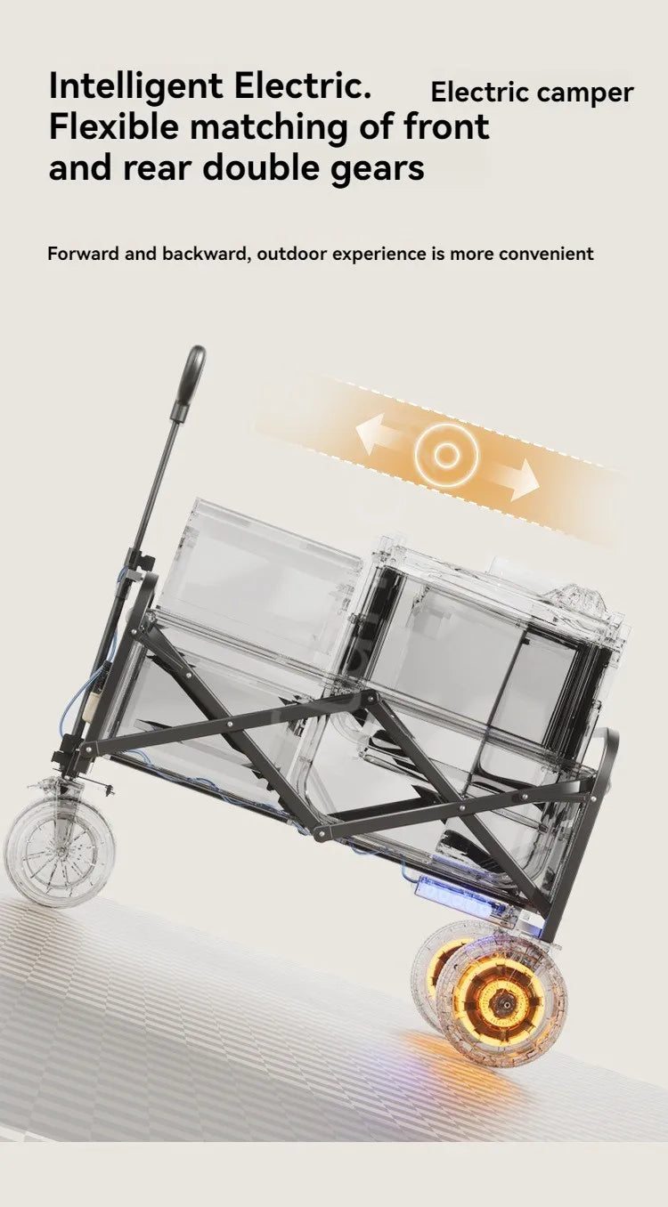 Electric Camp Car, Outdoor Camping Caring, Portable Campes Cares  Picnic Car Can Carry People, Foldable Handcart