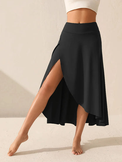 European and American women's dress with irregular temperament, elegant and fashionable solid color skirt