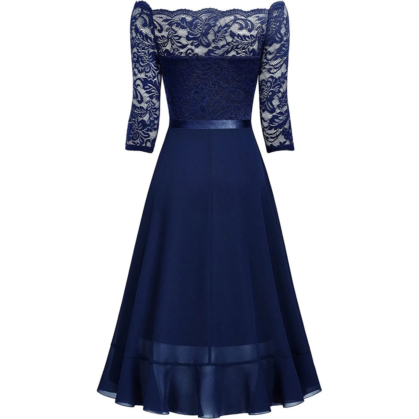 Evening Formal Dresses For Women Dark Blue Summer Dress Lace Irregular Large Skirt Wedding Guest Women Blouses Dressy Robe Femme
