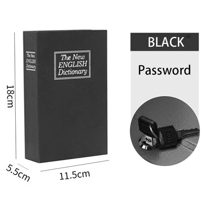 Book Safe Box Home Dictionary Metal Safe Box Secret Stash Box Metal Secret Hidden Dictionary with Password Lock Key Lock Box