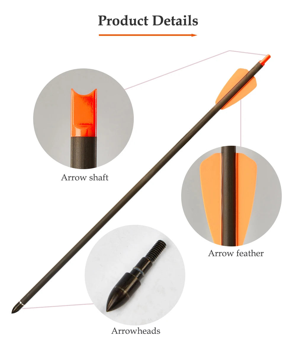 6/12/24pcs 7.5/15 Inch Carbon Crossbow Arrow Bolts 2 Pices Plastic Feathers Archery Arrows for Crossbow Hunting Shooting