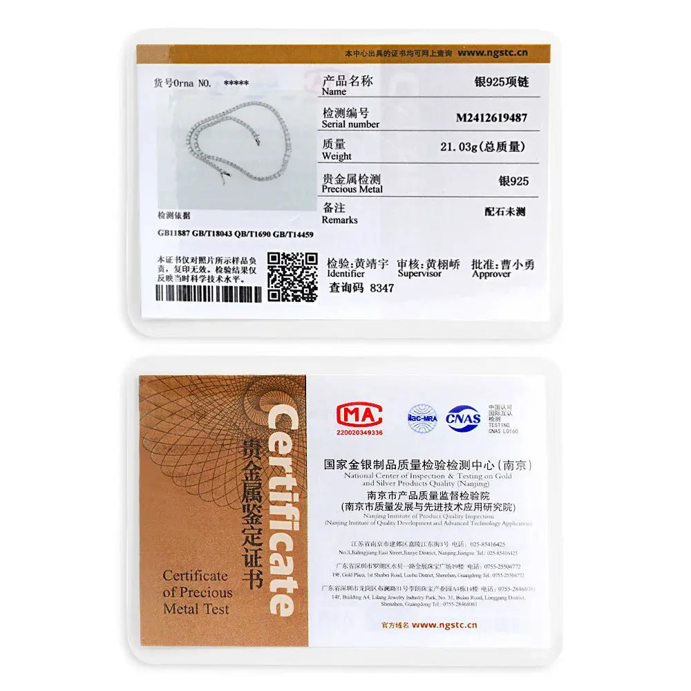 KNOBSPIN GRA Certified Moissanite Tennis Necklace 2/3/4/5/6.5mm Solid 925 Sterling Silver Diamond Tennis Necklaces for Women Man