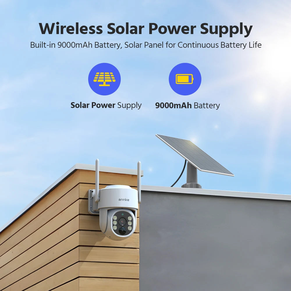 Annke 4MP Wireless PT Solar Camera 16CH NVR 2.4G&5.8G dual-band Security Camera Solar Built-in Battery Wifi security camera