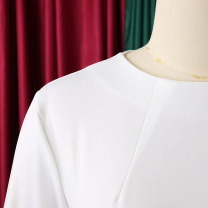 Elegant Bodycon Dresses for Women O Neck Full Sleeve Floral Decorate Solid Sheath Package Hips Mid Calf Professional Work Dress