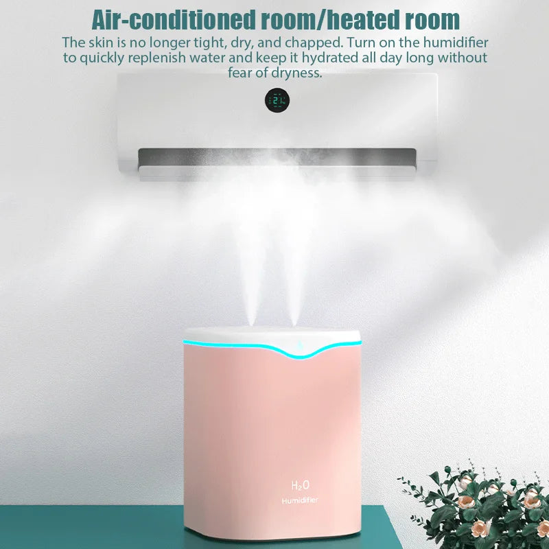 2000ML USB Air Humidifier Large Capacity Home Office Double Spray Port Essential Oil Diffuser Aroma Humificador Mist Fogger