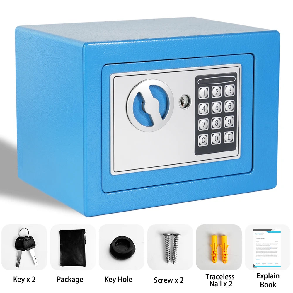 DayPlus Digital Safe Househol Steel Safe Box Currency Vank Deposit Box with Key to Safely Store Cash Jewelry