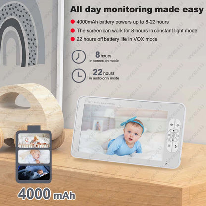 5'' Video Baby Monitor 2.4G Mother Kids Night Vision Zoom PTZ Video Surveillance Cameras With Temperature display Screen ABM501