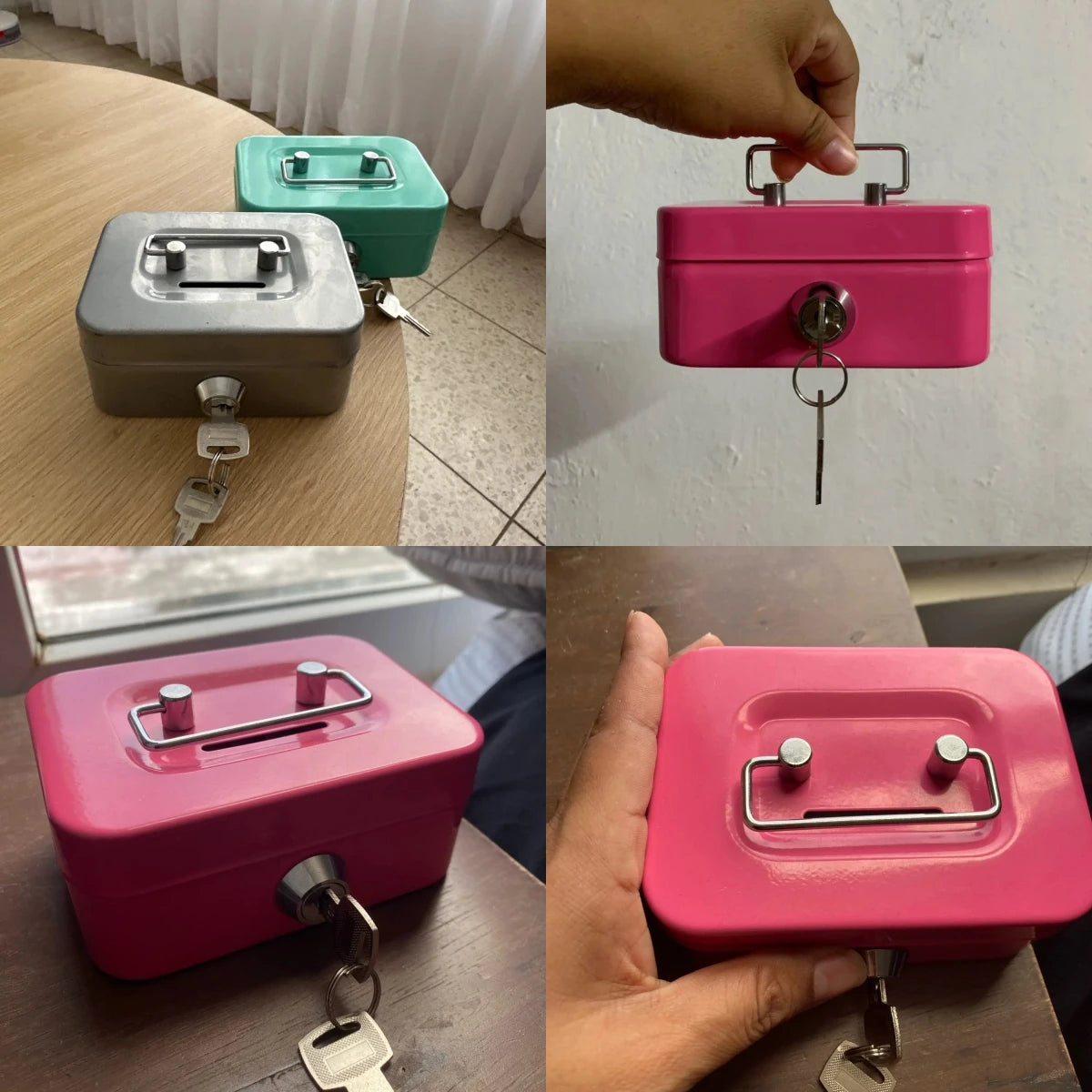 Mini Money Safe Box Key Money Holder Metal Storage Case Small Security Lock Box with Key Kids Portable Lockable Coin Boxes