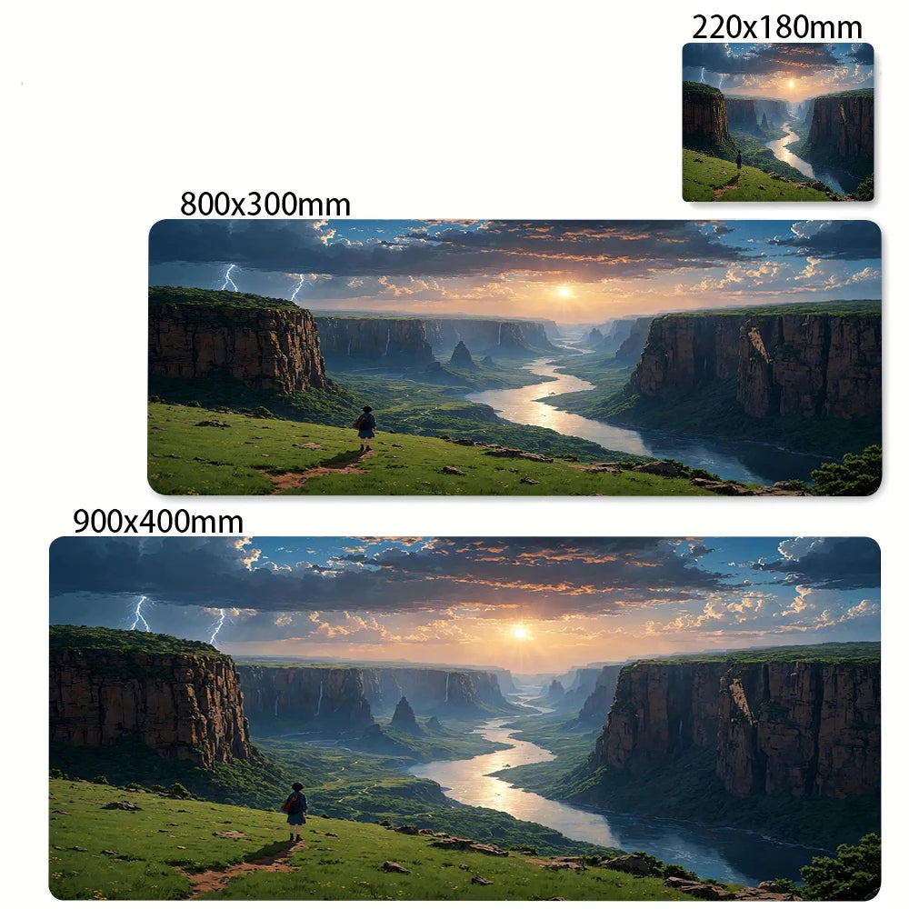 Green Forest Sunset Mousepad Natural Rubber Gaming Mouse Pad Extra Large Thickened Desk Mat Size for Gameing World of tanks CS