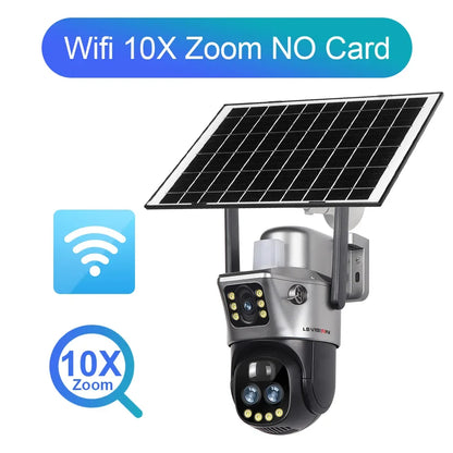 LS VISION 12MP 4G SIM Card Dual Screen Solar Camera Outdoor 6K 10XZoom WiFi PTZ Human Auto Tracking Waterproof Security Cameras