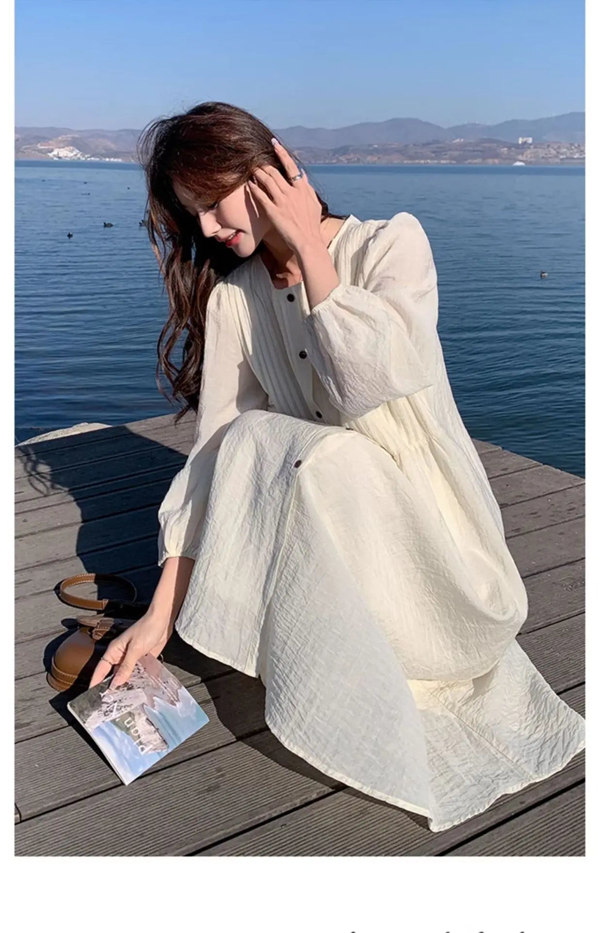 French White Dress for Women in Early Spring New Style Gentle Style Literary Retro Fairy Skirt