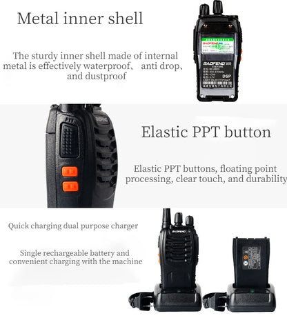 2PCS Baofeng BF-888S Walkie Talkie High-power 888s UHF 5W 400-470MHz BF888s H777 Long Range Two Way Radio For Hunting Hotel