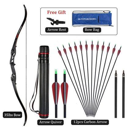 toparchery Archery Bow 56Inch 30-50lbs Outdoor Shooting Recurve Bow for Right-handed Powerful Take-down Hunting Bow with Bow Bag
