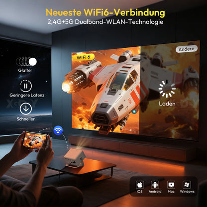 XGODY 4K Projector 32GB Video Projector 650ANSI Native 1080P Autofocus & Keystone Portable Home Theater with Android 11 BT 5.2