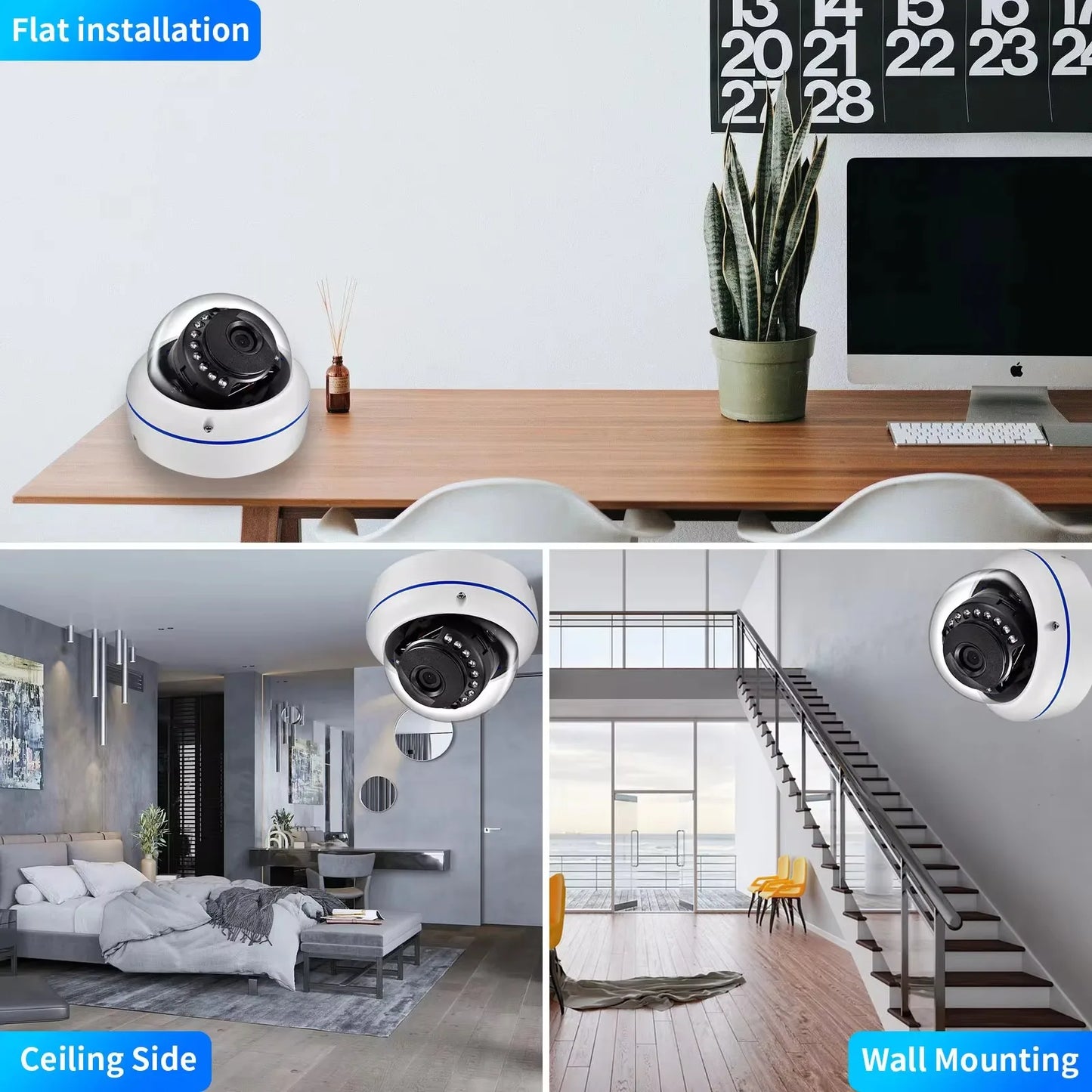 AZISHN 150 Degree Fisheye Lens Outdoor Security Camera 5MP AHD Vision Surveillance IR Night Vision CCTV 1.7mm BNC Camera Dome