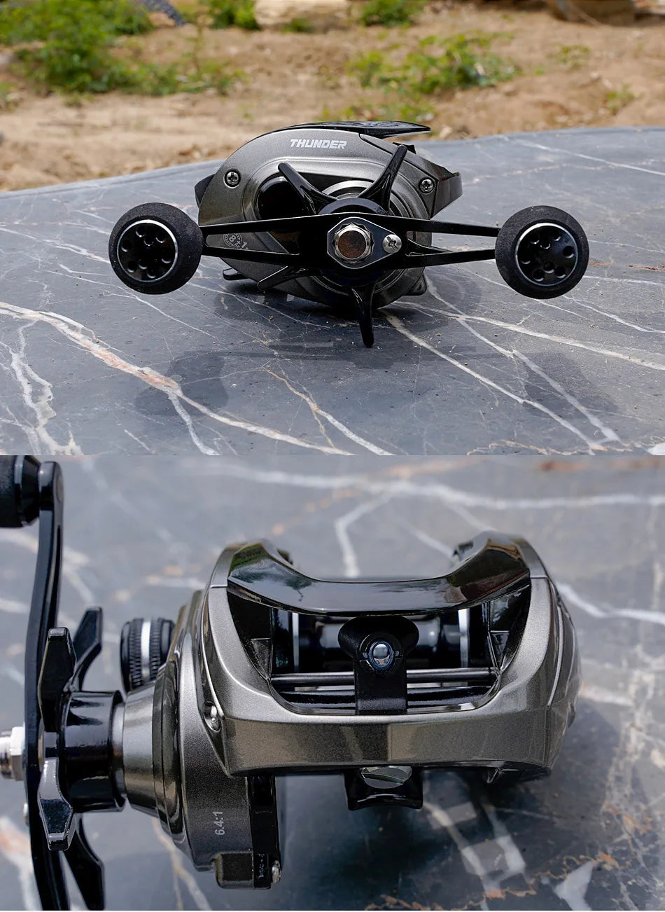 Noeby Predator Baitcasting Reel 6.4:1 Gear Ratio Low Profile Magnetic Braking System 8 + 1 Bearing 15kg Drag Fishing Coil