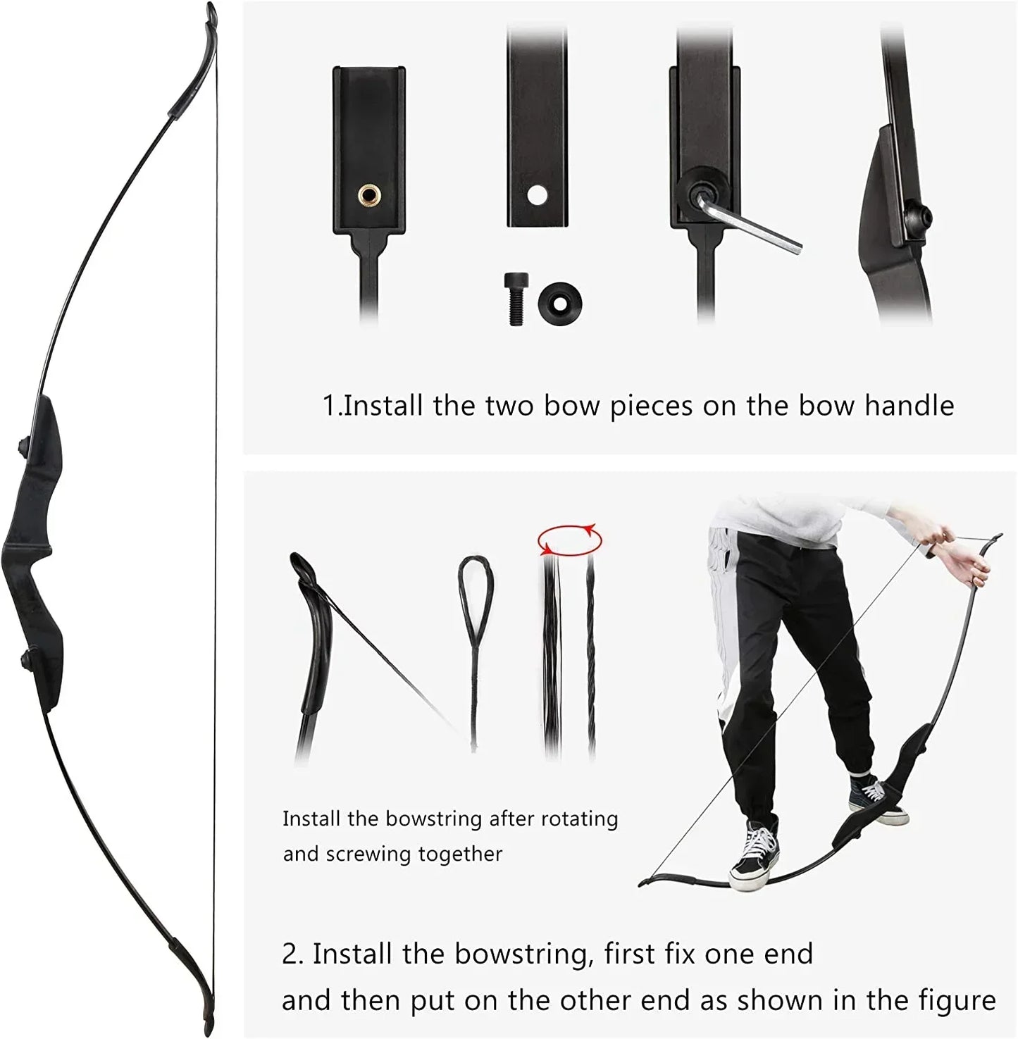 Archery Recurve Bow for Right/Left-Handed Outdoor Hunting Sports Shooting 57inch 30-40 Ibs Take-down Bow Archery Target