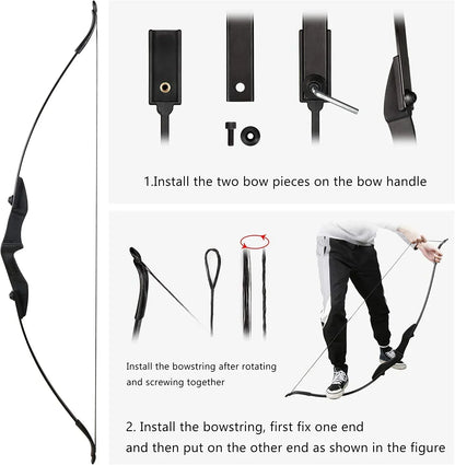 Archery Recurve Bow for Right/Left-Handed Outdoor Hunting Sports Shooting 57inch 30-40 Ibs Take-down Bow Archery Target