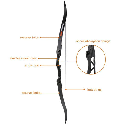 toparchery Archery Bow 56Inch 30-50lbs Outdoor Shooting Recurve Bow for Right-handed Powerful Take-down Hunting Bow with Bow Bag