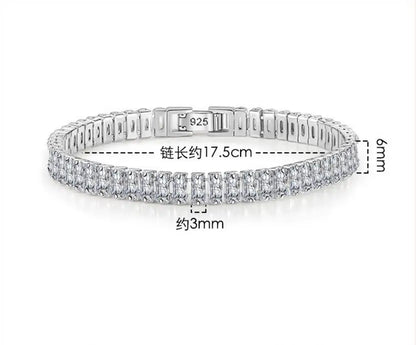 100% 925 Sterling Silver VVS1 3EX D Color 5*7MM Emerald Cut Diamonds Gemstone Real Moissanite Bracelets Bangle Jewelry