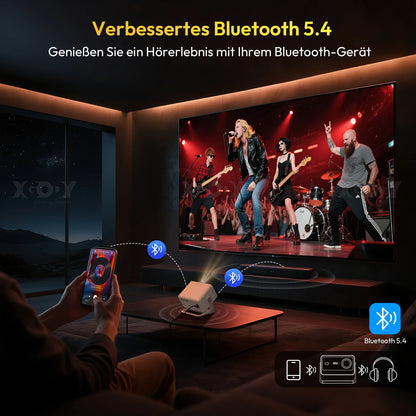 XGODY 4K Projector 32GB Video Projector 650ANSI Native 1080P Autofocus & Keystone Portable Home Theater with Android 11 BT 5.2