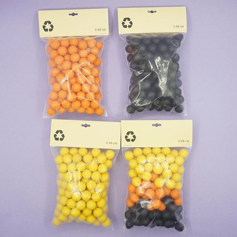.68 Cal X130 Balls for Self Defense and Practice, Reusable 0.68 Caliber Ammo Plastic TPE Paintballs for S2 and T4E HDR68