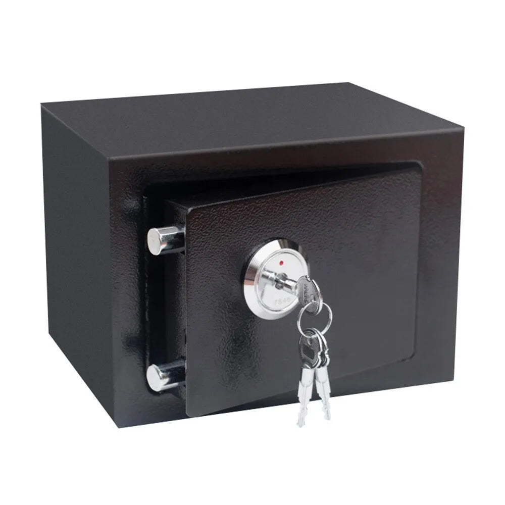 Durable Q235 Steel Lockable Safe Box with 1.01Gal Capacity 3 Keys & Felt Lining Ideal for Home Office & Travel Storage