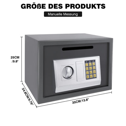 BRIEFNESS Grey digital safe Valuables security safe Electronic keypad Wall-mounted Floor-mounted