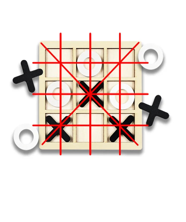 Solid Wooden Tic Tac Toe Board Game Montessori Toys - Perfect for Family Fun and Backyard Entertainment!