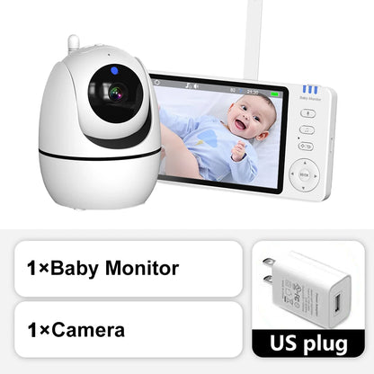 5'' Video Baby Monitor 2.4G Mother Kids Night Vision Zoom PTZ Video Surveillance Cameras With Temperature display Screen ABM501