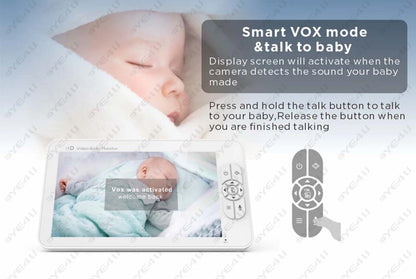 5'' Video Baby Monitor 2.4G Mother Kids Night Vision Zoom PTZ Video Surveillance Cameras With Temperature display Screen ABM501