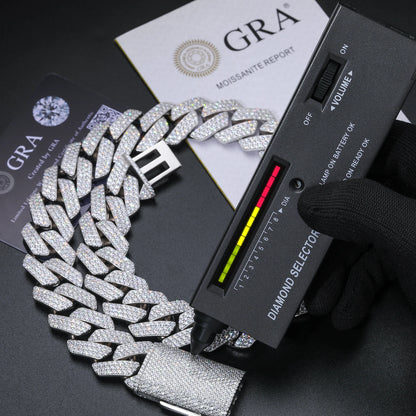 Hot Selling Unisex D VVS1 Moissanite Cuban Link Necklace Solid 925 Sterling Silver Miami Cuban Bracelet For Men Hip Hop Jewelry