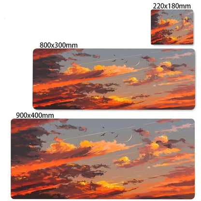 Green Forest Sunset Mousepad Natural Rubber Gaming Mouse Pad Extra Large Thickened Desk Mat Size for Gameing World of tanks CS