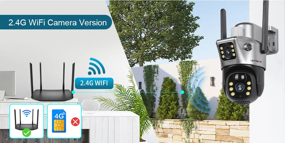 LS VISION 12MP 4G SIM Card Dual Screen Solar Camera Outdoor 6K 10XZoom WiFi PTZ Human Auto Tracking Waterproof Security Cameras