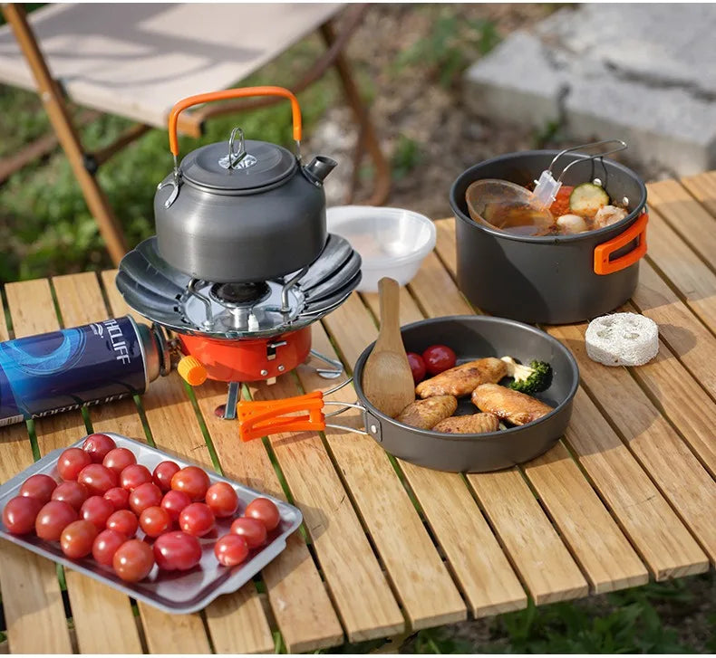 Camping Cookware Set for 1-3 Persons, Lightweight and Portable Pot and Pan with Carrying Bag, Perfect for Outdoor Camping