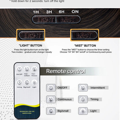 Aroma Essential Oil Diffuser Aromatherapy Ultrasonic Air Humidifier Automatically Remote Control Humidificador 300 500 1000ml