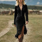 2026 New Western Suede Fringe Dress | Women's Slim Fit Long Sleeve Bodycon Cowgirl Party Dress