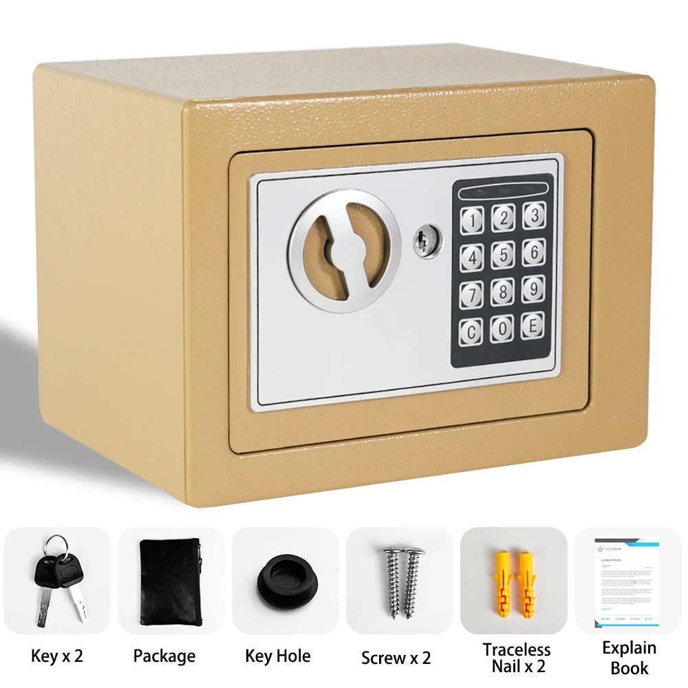 DayPlus Digital Safe Househol Steel Safe Box Currency Vank Deposit Box with Key to Safely Store Cash Jewelry