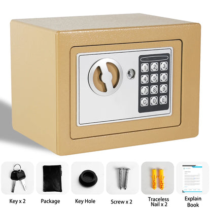 DayPlus Digital Safe Househol Steel Safe Box Currency Vank Deposit Box with Key to Safely Store Cash Jewelry