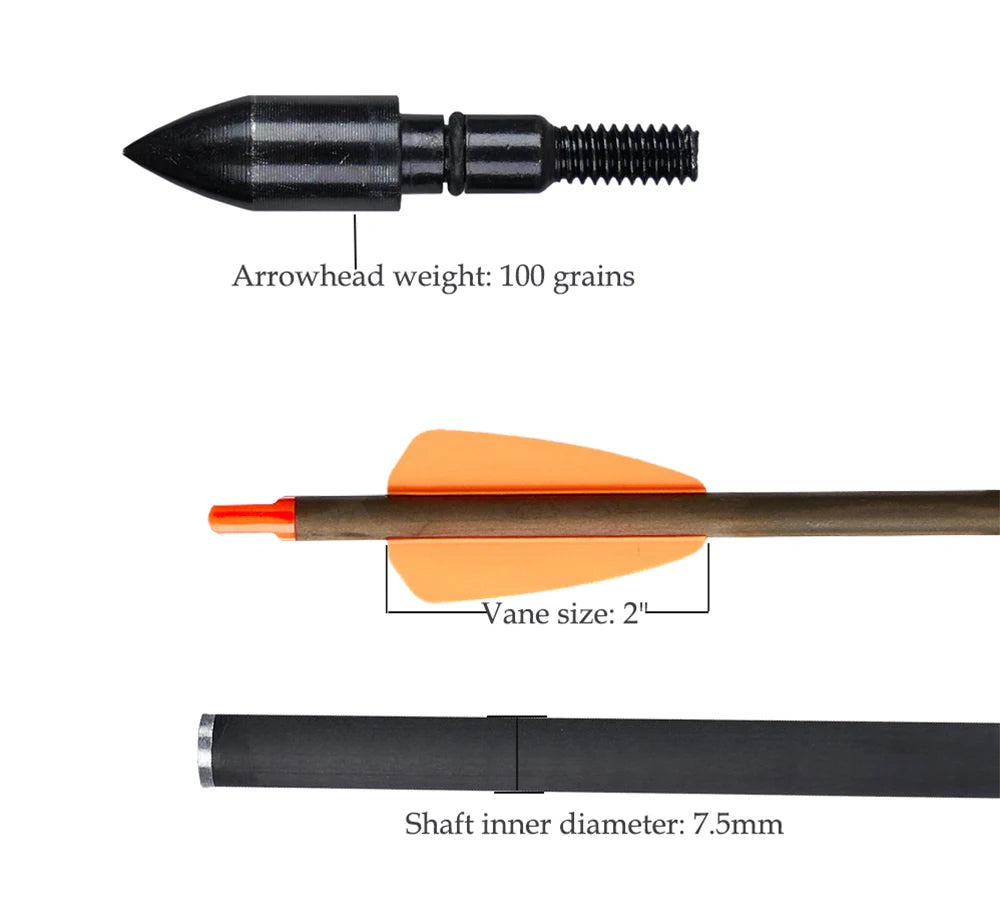 6/12/24pcs 7.5/15 Inch Carbon Crossbow Arrow Bolts 2 Pices Plastic Feathers Archery Arrows for Crossbow Hunting Shooting