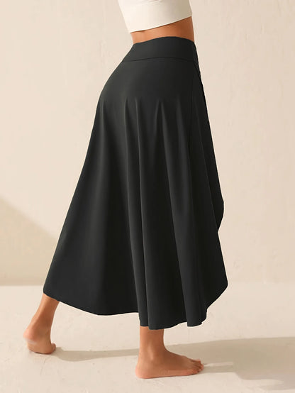 European and American women's dress with irregular temperament, elegant and fashionable solid color skirt